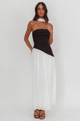Mariabella Contrast Bodice Maxi Dress Black/White